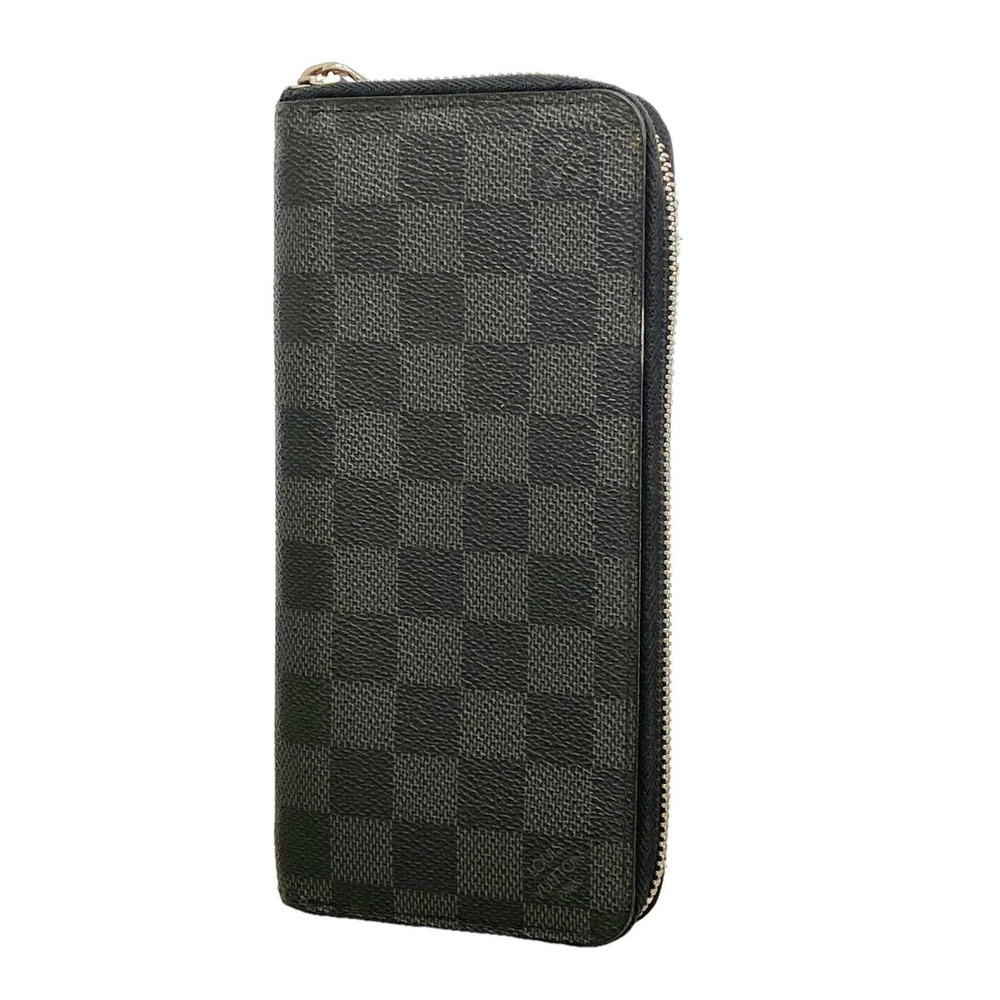 Louis Vuitton Long Wallet Damier Graphite Black Zippy Vertical Black